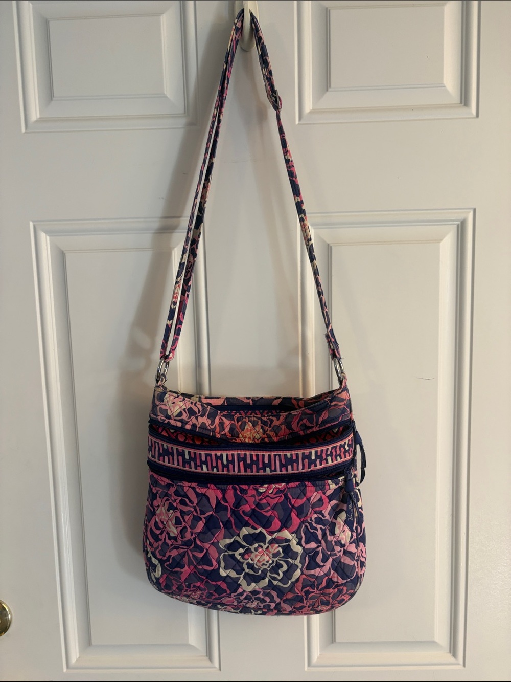 Vera Bradley Navy and Pink Quilted Floral Crossbody